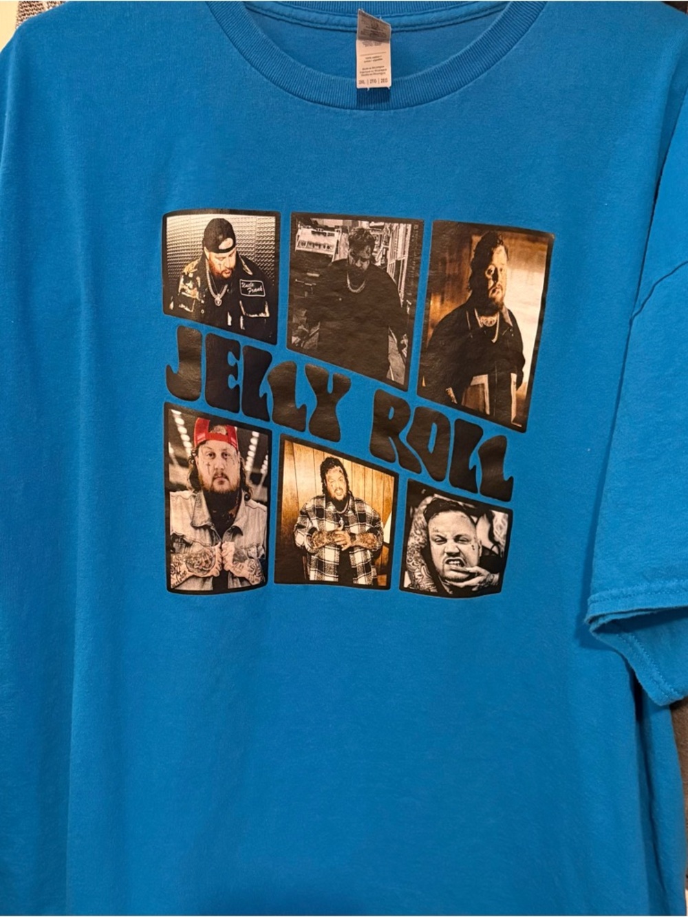 Gildan Bright Blue Jelly Roll Photo Collage Tee